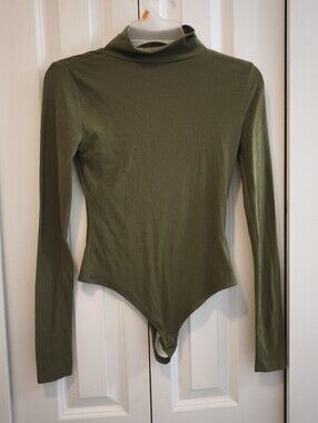 SO Olive Green Ribbed Long-Sleeve Mock Neck Bodysuit